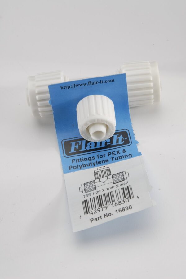 Elkhart Supply 1/2 Inch Reducing Tee with 3/8 Inch Outlet, White