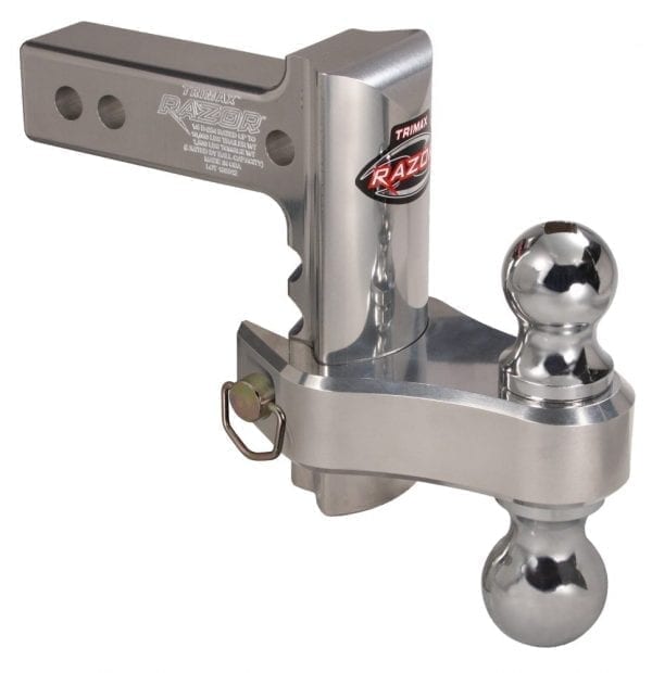 Trimax Dual Hitch Ball Mount, 2-Inch Receiver, 10,000 LBS, Aluminum, Silver
