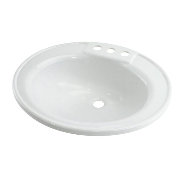 Lippert Better Bath Oval Sink, 3-Hole, Drop-In, White