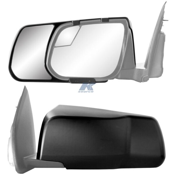K-Source Towing Mirrors, Set of 2, 3.25 x 5.875 Inch, Snap-On, Black