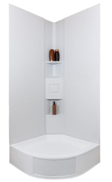 Icon 2-Piece Neo-Angle RV Shower Surround, 27" x 72", White