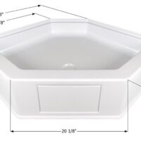 Icon Neo-Angle RV Shower Pan, 23-7/8" x 17-1/2" x 10-3/4", Polar White
