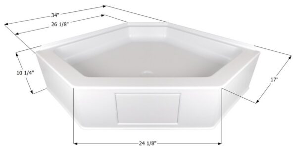 Icon Neo-Angle RV Shower Pan, 26-1/8" x 17", Polar White
