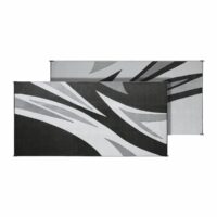 Faulkner 16 by 8 Foot Reversible Patio Mat with Corner Tie-Downs, Black and Gray