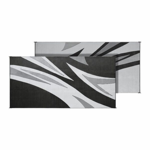 Faulkner 16 by 8 Foot Reversible Patio Mat with Corner Tie-Downs, Black and Gray