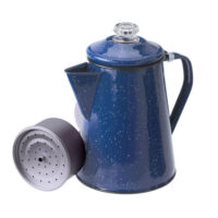 GSI Outdoors Coffee Maker, 2-Quart, Enamel Steel, Reusable Filter, Blue