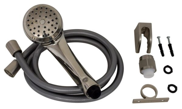 Phoenix Products Hand-Held Shower Head, Silver Brass with Brushed Nickel Finish, with Hose