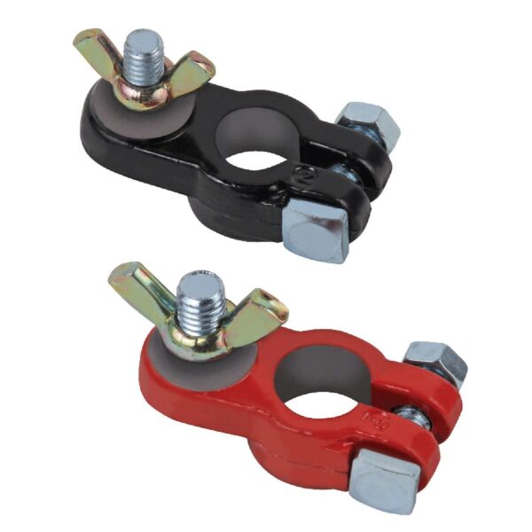 East Penn Battery Terminals with Wing Nut Clamp, Red and Black