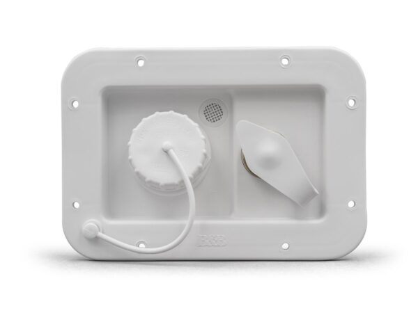 B&B Molders Fresh Water Inlet with Spout Polar White (Recessed Mount, 2-1/2 Inch depth)