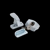 JR Products Entry Door Handle, Push-Button, Camp Door, Silver