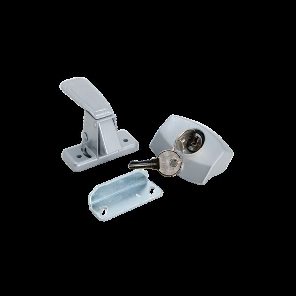 JR Products Entry Door Handle, Push-Button, Camp Door, Silver