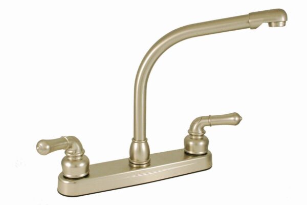 Empire 8 Inch Kitchen Faucet with Teapot Handles and High Arc Spout, Brushed Nickel