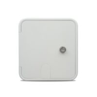 B&B Molders Electrical Cord Hatch, 8 x 8 Inch Rectangular, Polar White with Key Lock