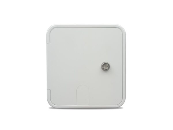 B&B Molders Electrical Cord Hatch, 8 x 8 Inch Rectangular, Polar White with Key Lock