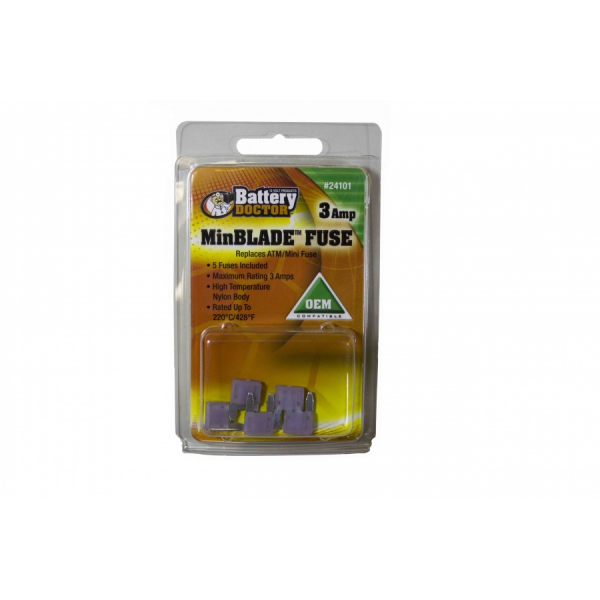 WirthCo 3 Amp ATM Mini Blade Fuse, Pack of 5