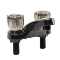 Dura Faucet Lavatory Sink Faucet, Dual Knob, Mid Arc, Lacquered Black