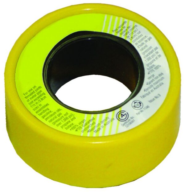 JR Products Teflon Tape, Yellow, 236" x 1/2"