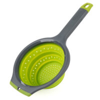 Progressive International 1.5-Quart Handheld Collapsible Strainer, Green and Gray