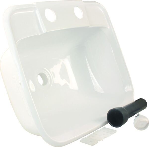 JR Products Single Bowl Fresh Water Sink, Flush Mount, White