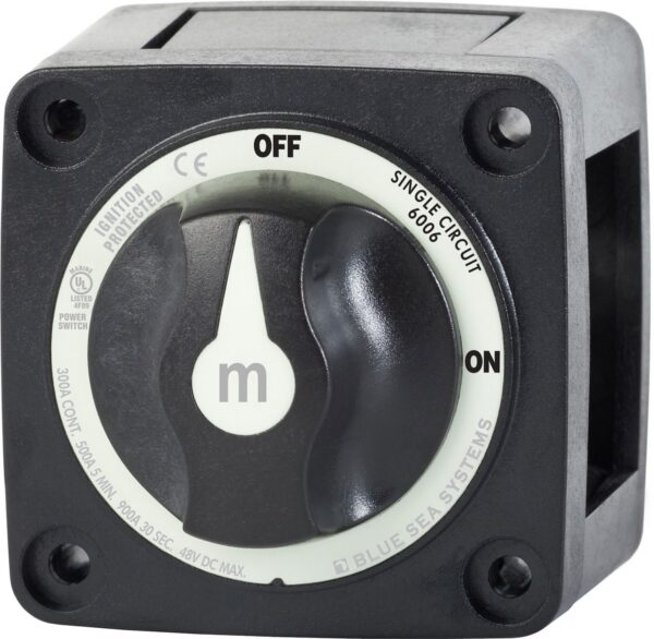 Blue Sea 300 Amp Battery Disconnect Switch, Rotary with Removable Knob