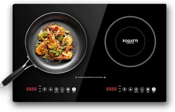 Fogatti Dual Induction Cooktop, 1,800W, 2 Burners, Black