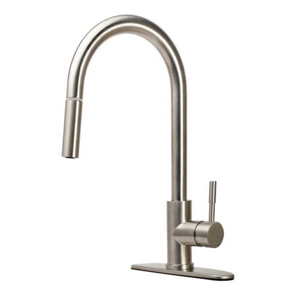 Dura Faucet RV Kitchen Faucet, Satin Nickel Plated, Silver