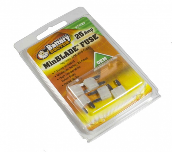 WirthCo 25 Amp Clear Blade ATM Mini Fuse, Pack of 5