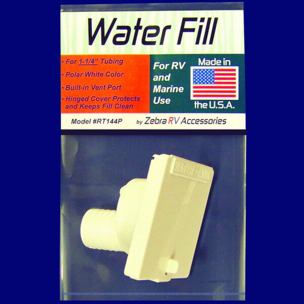 Zebra RV Fresh Water Inlet, 1.25 Inch Hose Barb, Polar White