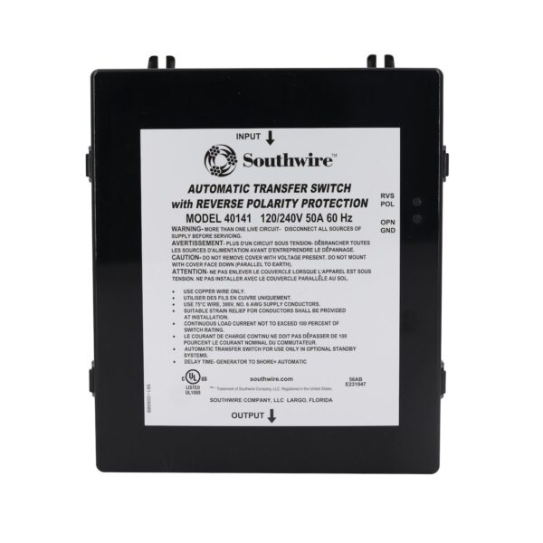 Southwire 50A Automatic Transfer Switch, 120/240V, Wall Mount, Black