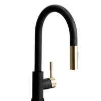 Dura Faucet RV Kitchen Faucet, Pull-Out Spout, Black/Silver, 1/2 Inch
