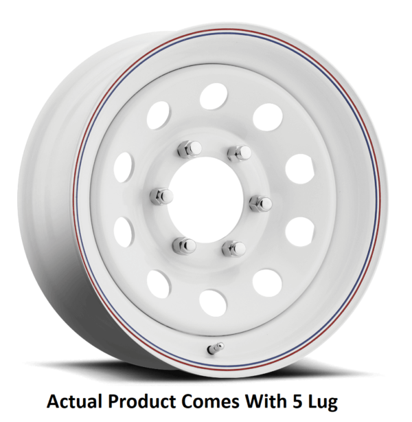 Carlisle Trailer Wheel 13"x4.5", 1660 lbs, White With Red And Blue Stripes