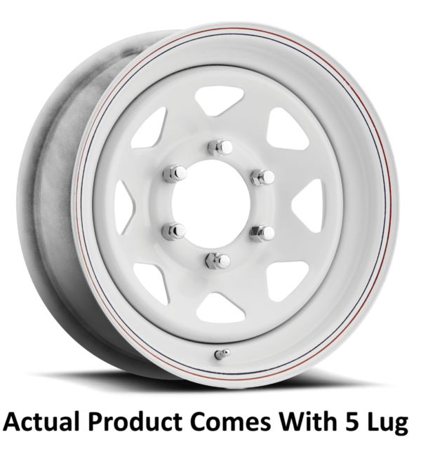 Carlisle Trailer Wheel 15"x6", 2830 lbs, White With Red And Blue Stripes