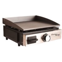 Flame King Gas Griddle, 12,000 BTU, 17" x 15.5", Cast Iron, Gray