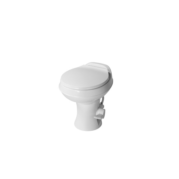 Lippert Gravity Flush RV Toilet, White, 18-Inch Seat