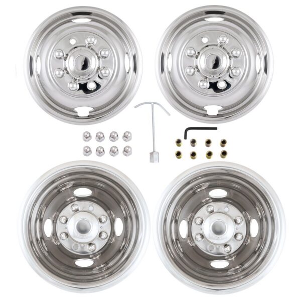 Coast to Coast 16-Inch 8-Lug Stainless Steel Wheel Simulator Set of 4