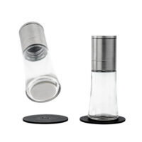 Silwy Magnetic Salt and Pepper Shaker Set, Clear Glass