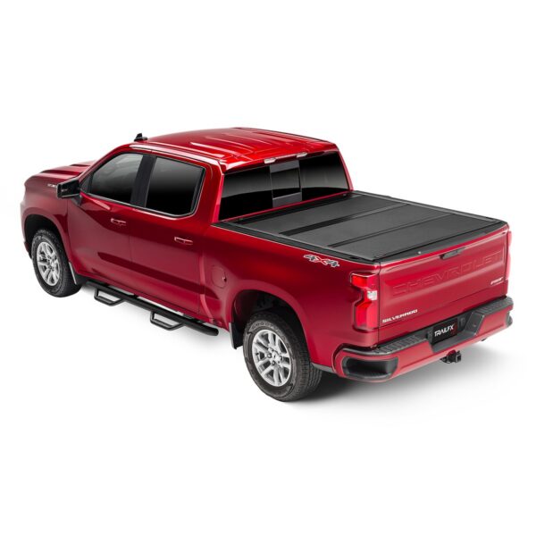 TrailFX HF3 Hard Folding Tonneau Cover, 3-Panel, Black Aluminum