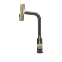 Dura Faucet Black/Gold Pull-Out Kitchen Faucet, Single Lever