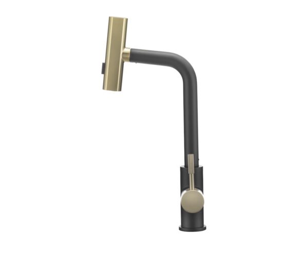 Dura Faucet Black/Gold Pull-Out Kitchen Faucet, Single Lever