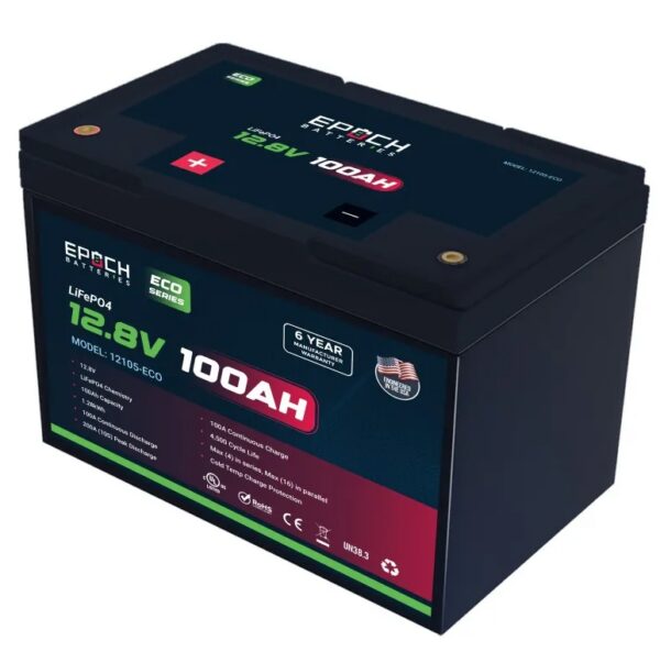 Epoch Eco Series 100Ah Lithium Battery, 12V
