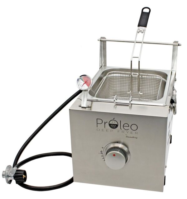 Flame King Propane Deep Fryer, Silver, 12,200 BTU