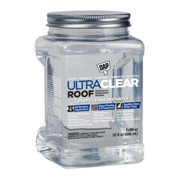 DAP Ultra Clear Roof Sealant, 1 Quart, Clear, Rubber Paste