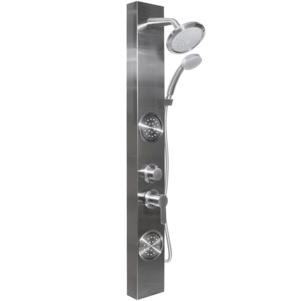 Dura Faucet Shower System, 3 Outlet Panel Tower, Satin Nickel Plated