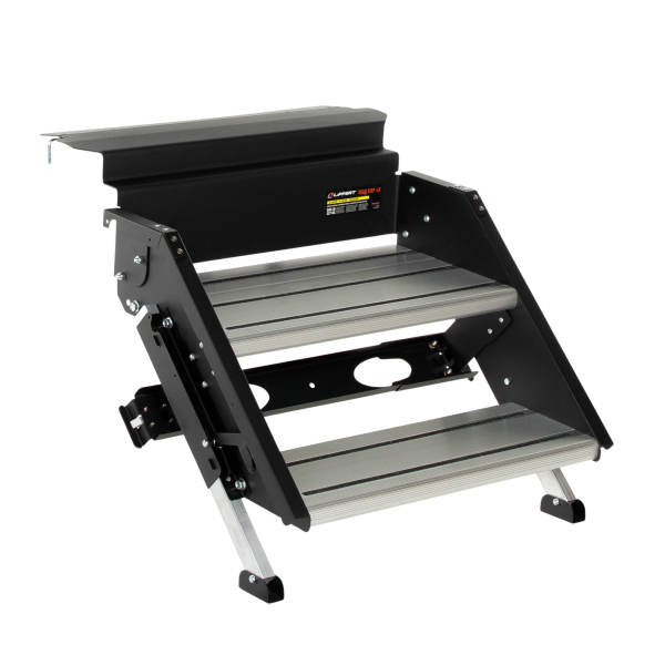 Lippert Solid Step 4.0 RV Entry Steps, 2 Step Manual, 30 Inch Width, Black