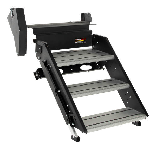 Lippert Solid Step 4.0 Lift Assist RV Steps, 3 Step Manual, 30 Inch Width, Black