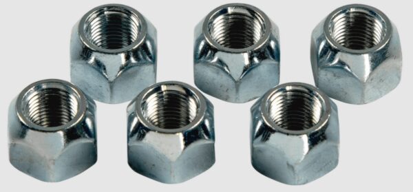 Lippert Lug Nut, Silver, 1/2x20 Thread, 6-Pack