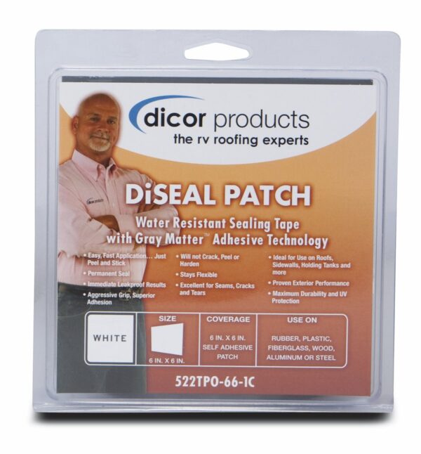 Dicor Di-Seal TPO Roof Repair Patch White 6 Inch x 6 Inch