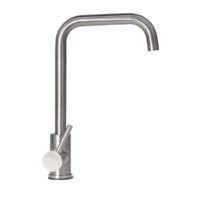 Lippert Single Hole Kitchen Faucet, Stainless Steel, 90 Degree Angle, Silver