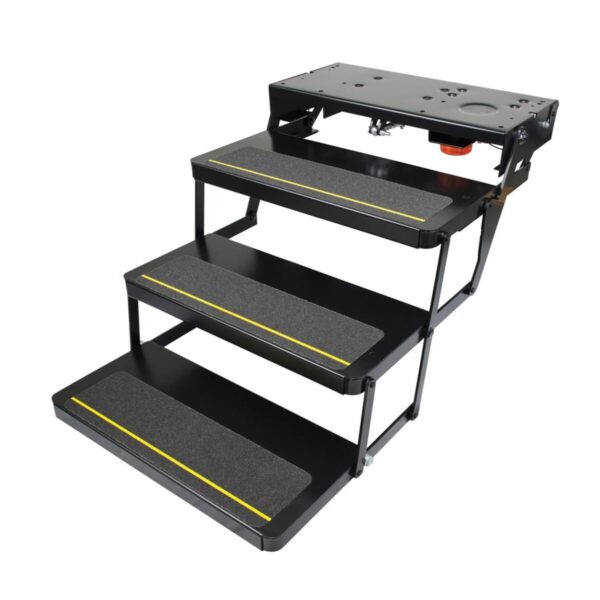 Lippert Kwikee 23 Series Triple Electric Entry Step, 24 in., Illuminated, Black