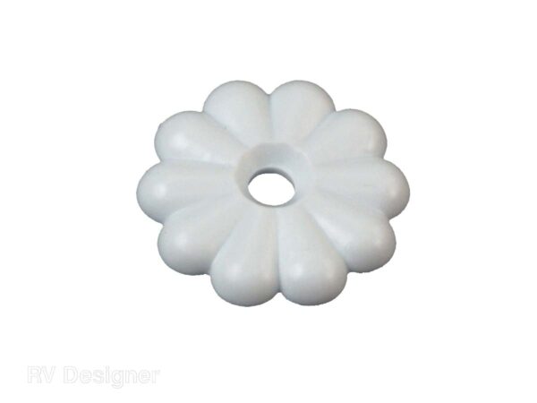RV Designer Screw Rosettes, White Polished Plastic, Set of 14
